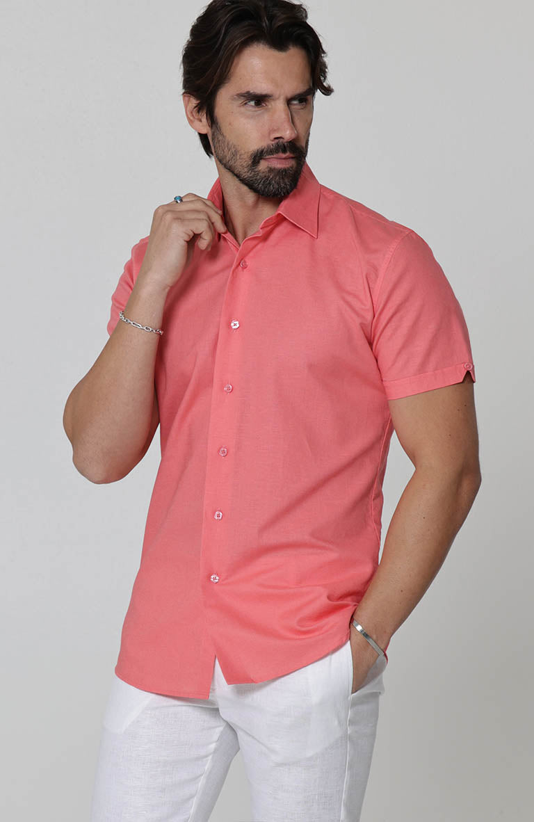 salmon dress shirt men Anton Alexander Coral Dress Shirts | Coral with Grey Designer Shirts | Classy Coral Dress Shirts