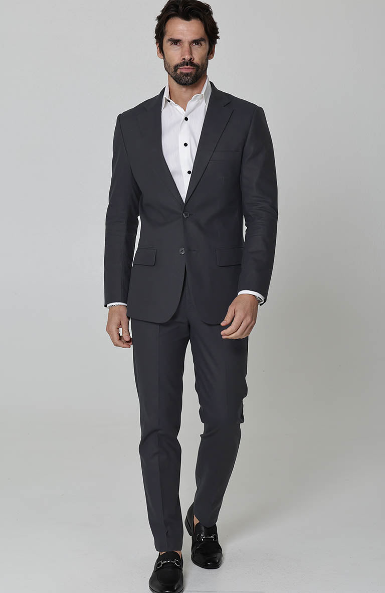 Charcoal Monte Carlo Linen Suit Jacket, Dark Gray / Charcoal Verona Pants and  Beckford Linen Groom Shirt