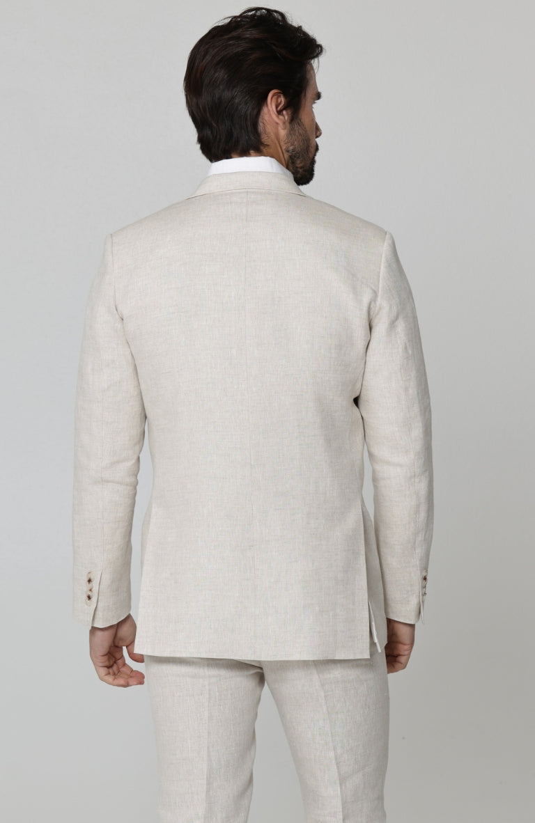 Natural Monte Carlo Linen Suit Jacket, w/ Natural Verona Pants and Bradford Shirt