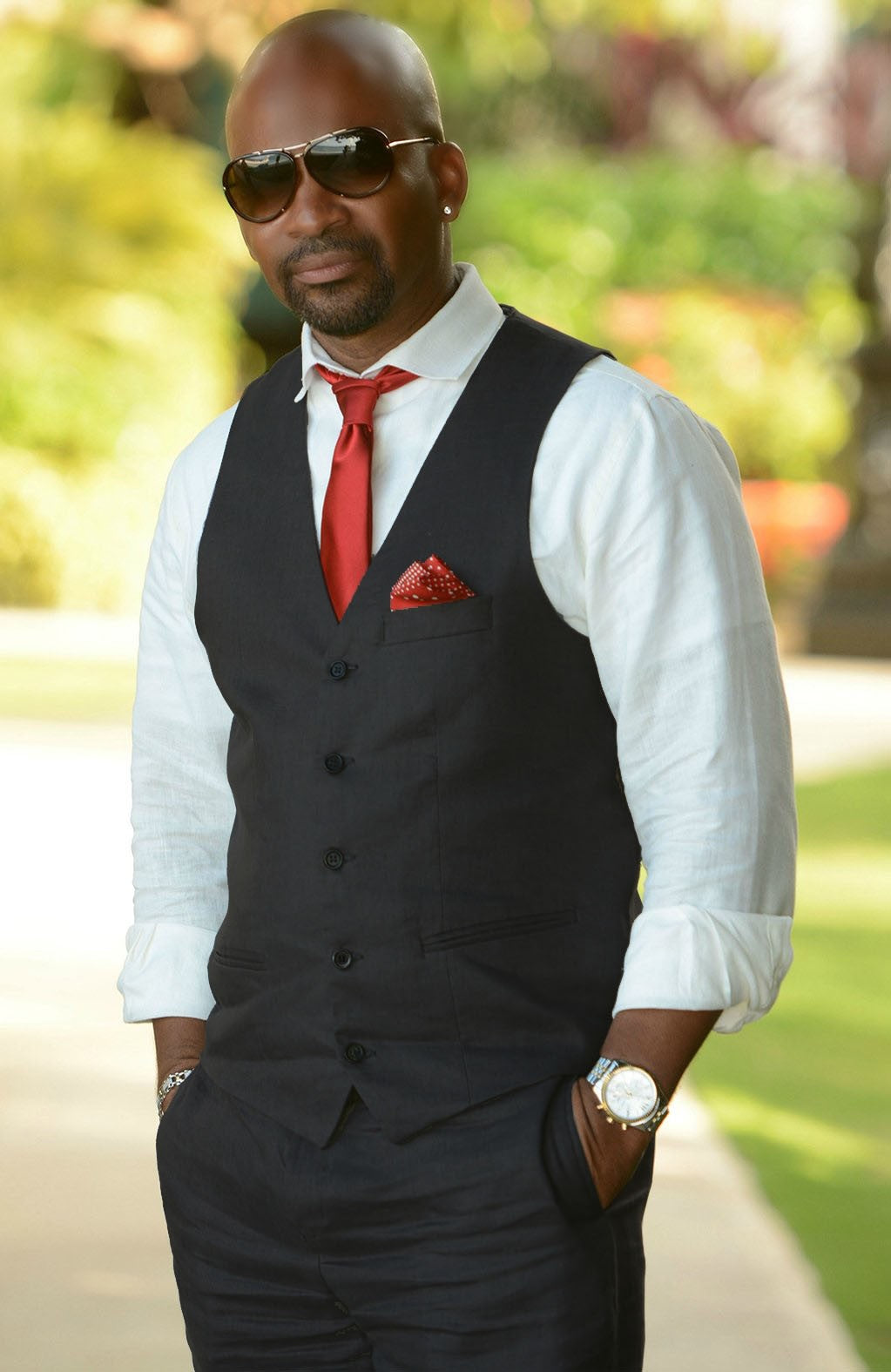 Monaco Vest in Charcoal and Charcoal Pants