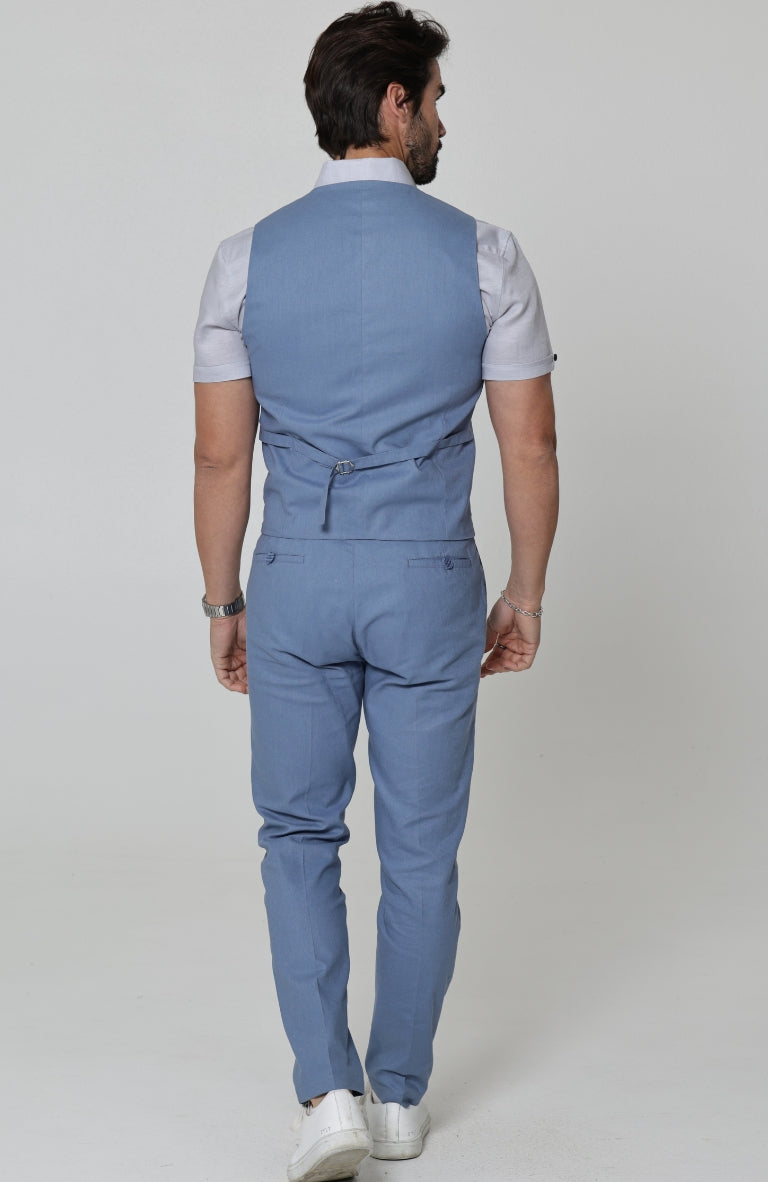 Monaco Men’s Premium Linen Vest Heritage Blue