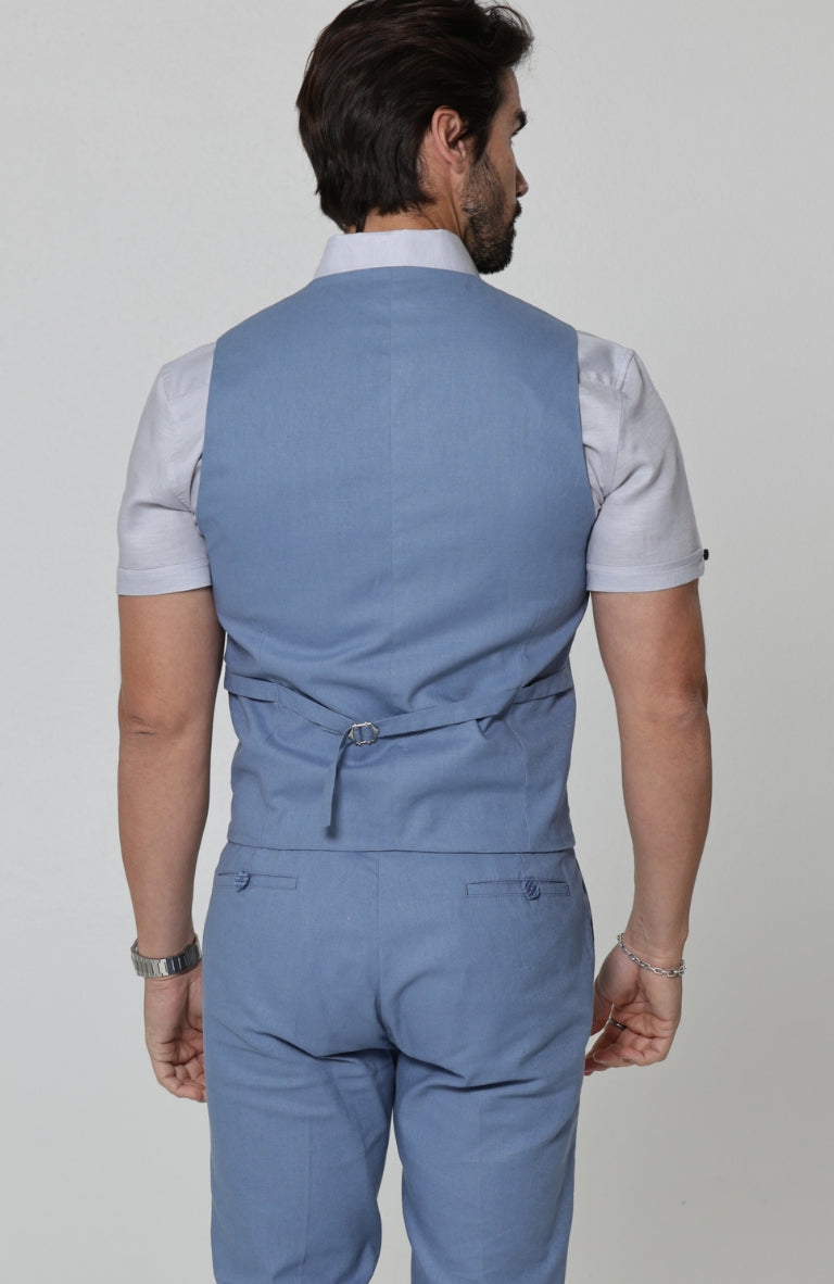 Monaco Men’s Premium Linen Vest Heritage Blue
