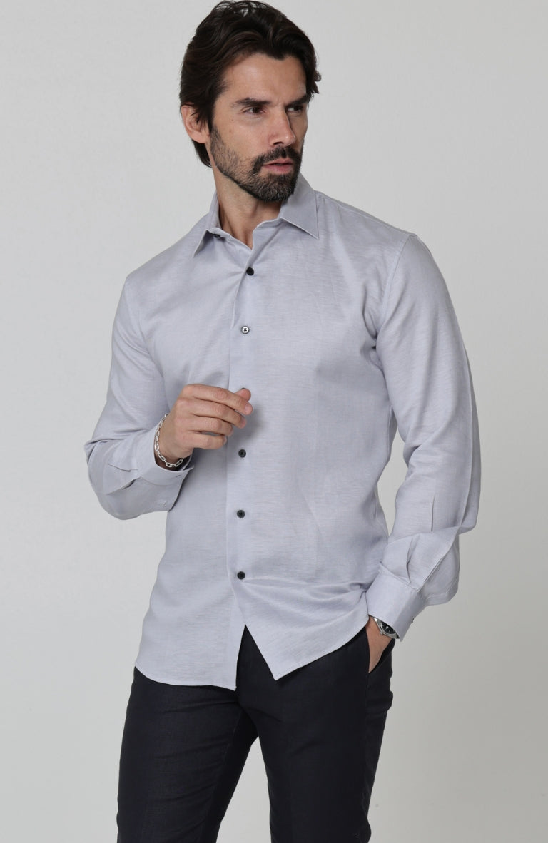 Beckford Men’s Vacation Linen Shirts Blue Silver with Italian Linen Pants