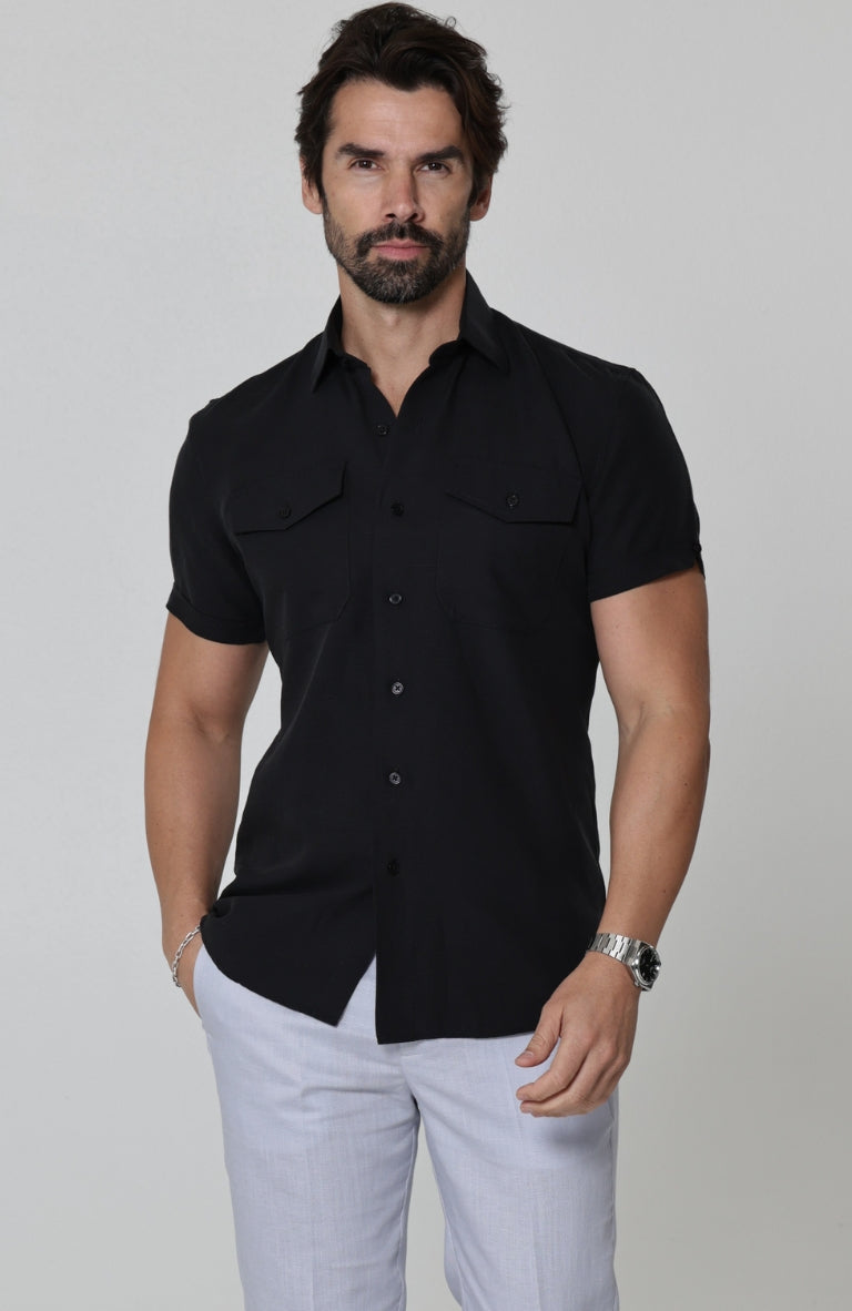 Beckford Breathable Linen Shirts Black with Italian Linen Pants 