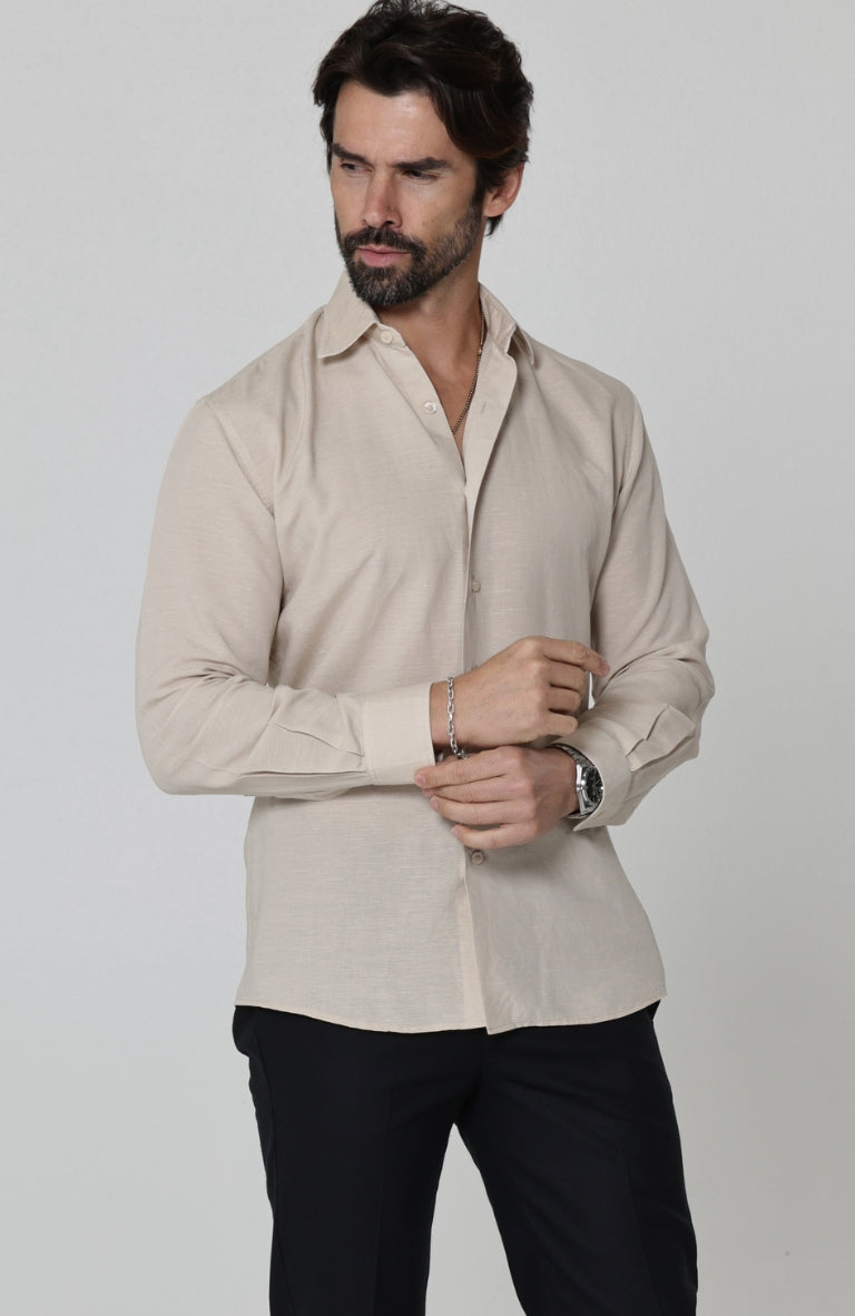Beckford Linen Wedding Shirt, with   Pants Natural Ecru