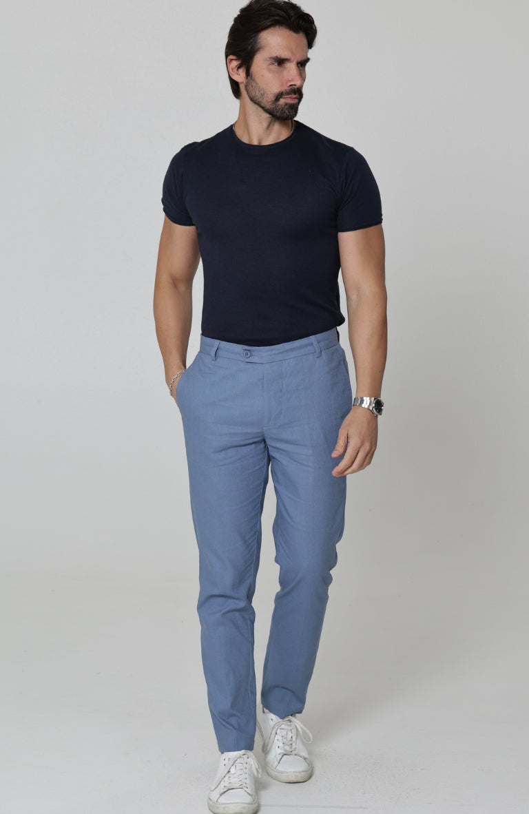 Men's Verona Linen Pants in Heritage Blue