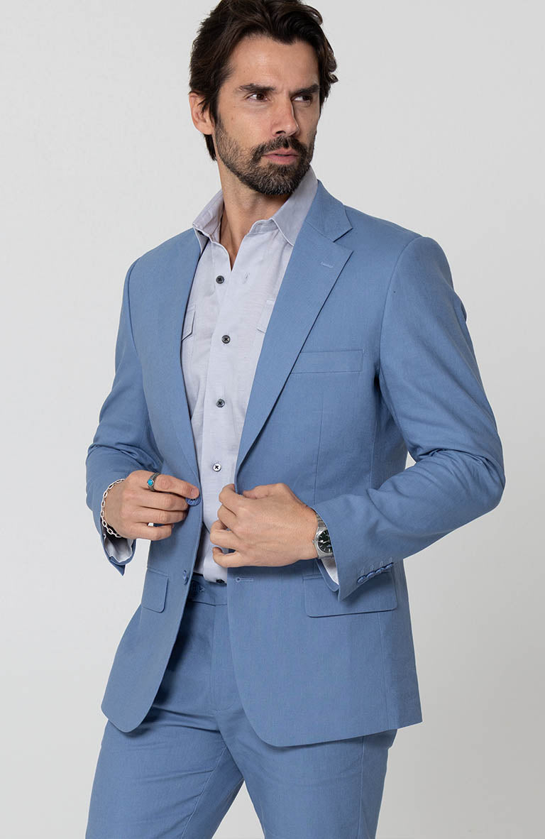 Monte Carlo Italian Linen Suit Heritage Blue w/ Heritage Blue Verona Pants, Blue Silver Beckford Shirt