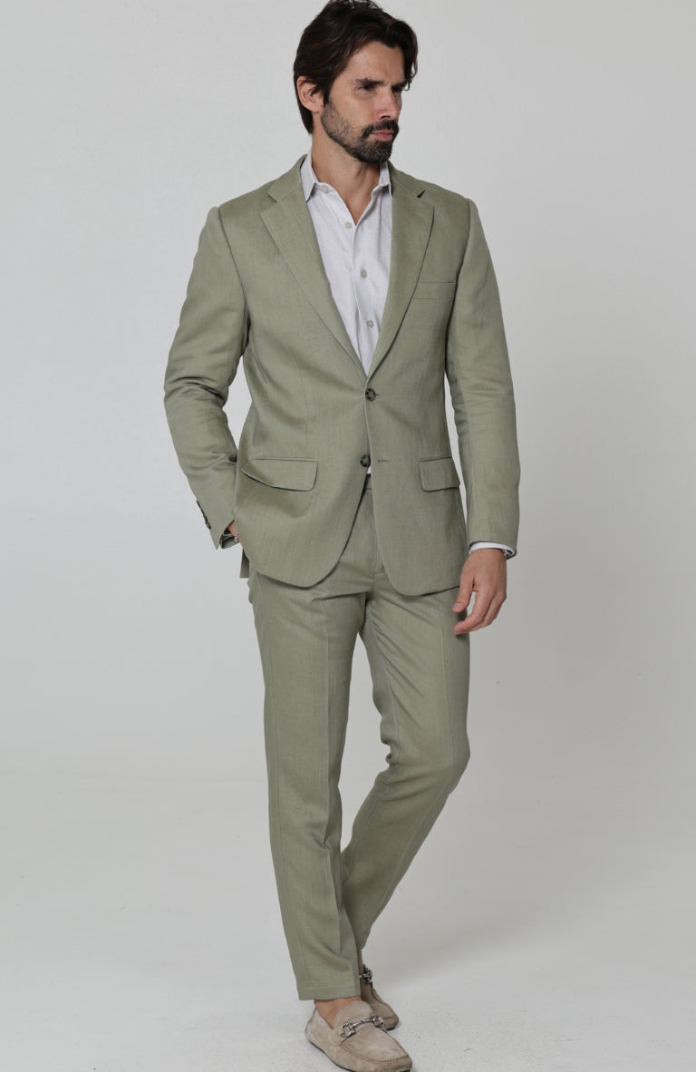 Monte Carlo Summer Linen Suit Sage with Verona Italian Linen Pants in Sage