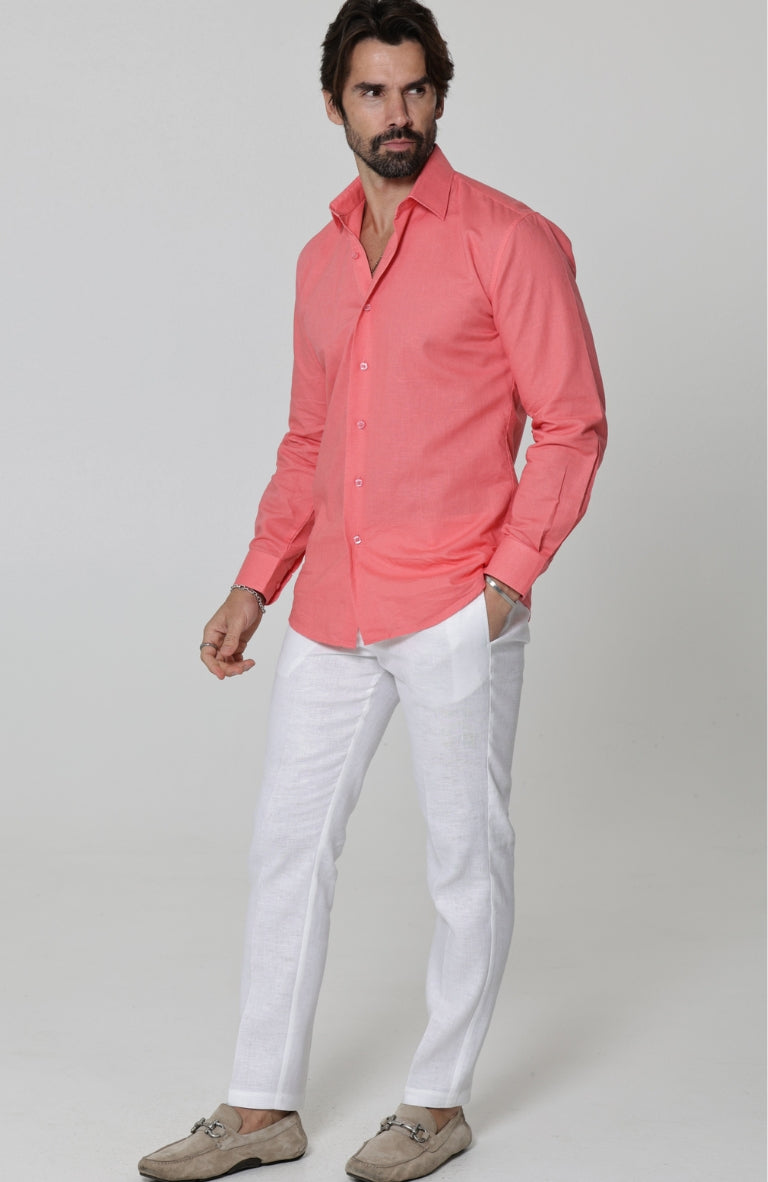 salmon dress shirt men Salmon Men's Button Shirt I Fair Trade I Passion Lilie Large
