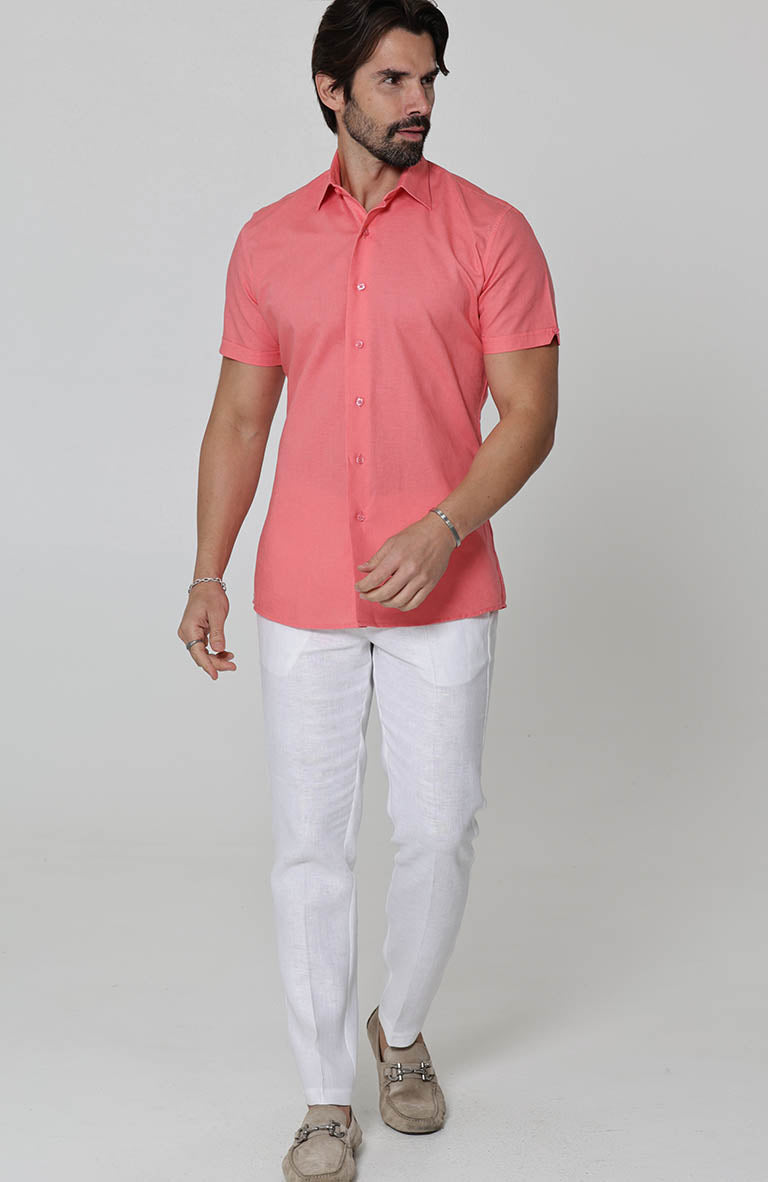 mens salmon dress shirt Salmon Men's Button Down Shirt A Handmade Fairtrade Collective