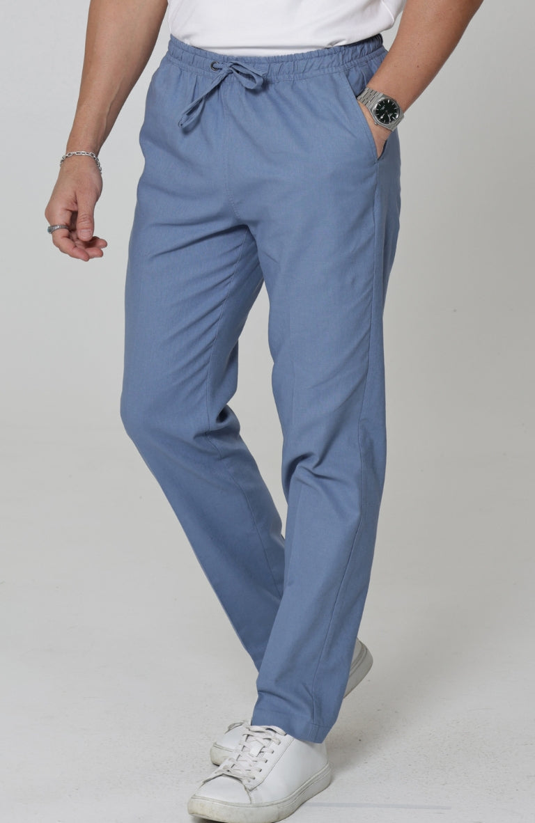 Velero Italian Linen Drawstring Pants in Heritage Blue