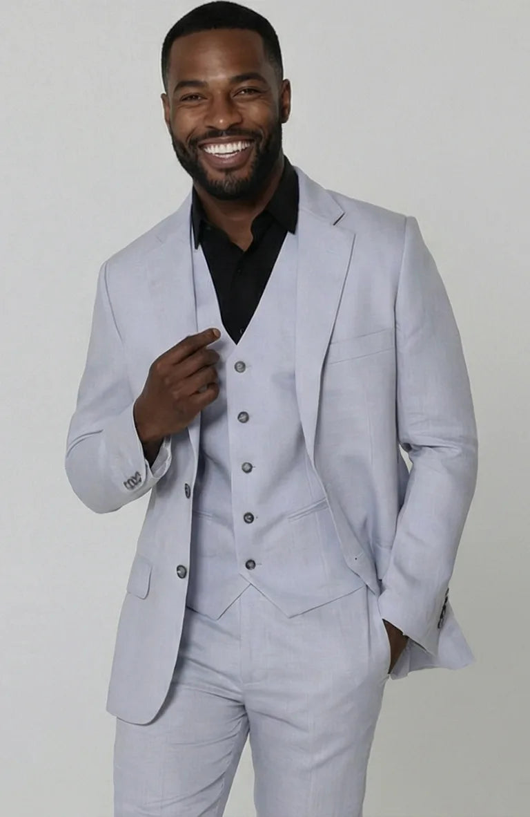  Blue Silver Monte Carlo Linen Blazer w/ Matching Verona Linen Pants and  Beckford Shirt