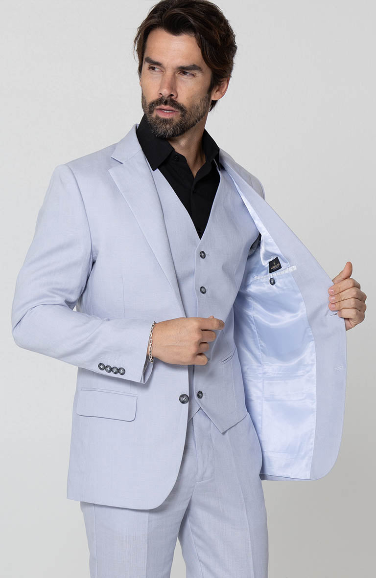 Blue Silver Monte Carlo Linen Blazer w/ Matching Verona Linen Pants and Beckford Shirt