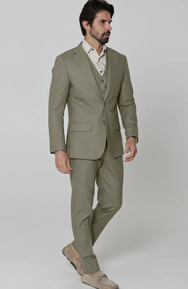 Monte Carlo in Olive with Olive Verona Pants Olive Monaco Vest, and Beckford Shirt