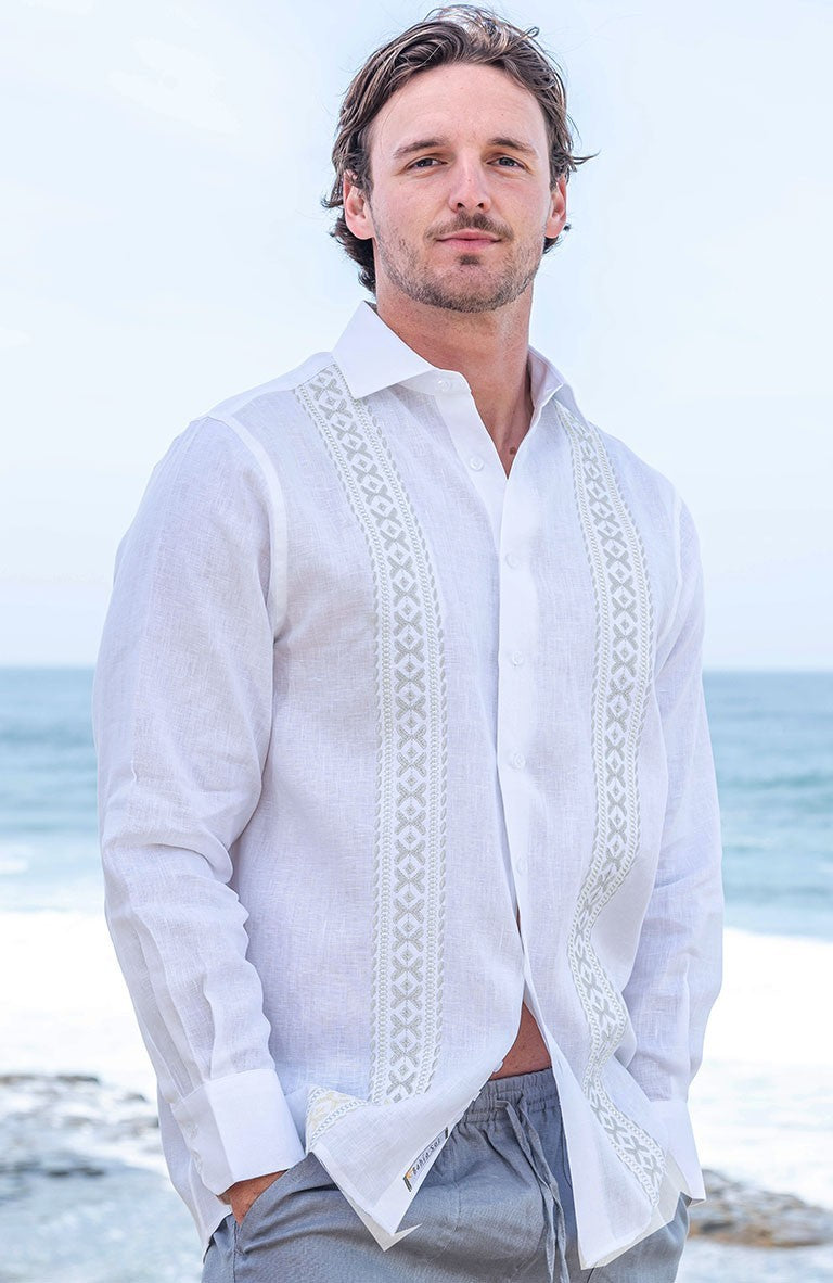 Butterfly Havana, White w/Silver Gray Embroidery