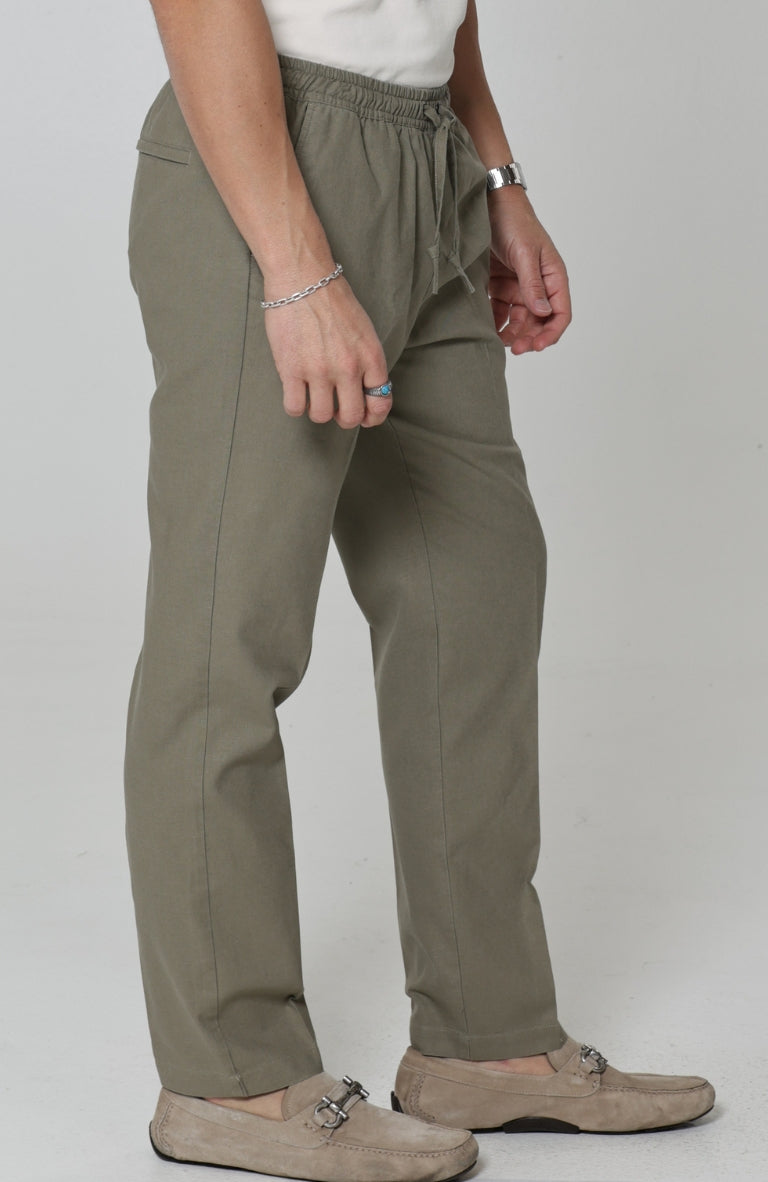 Men's Velero Lightweight Linen Pants in Olive