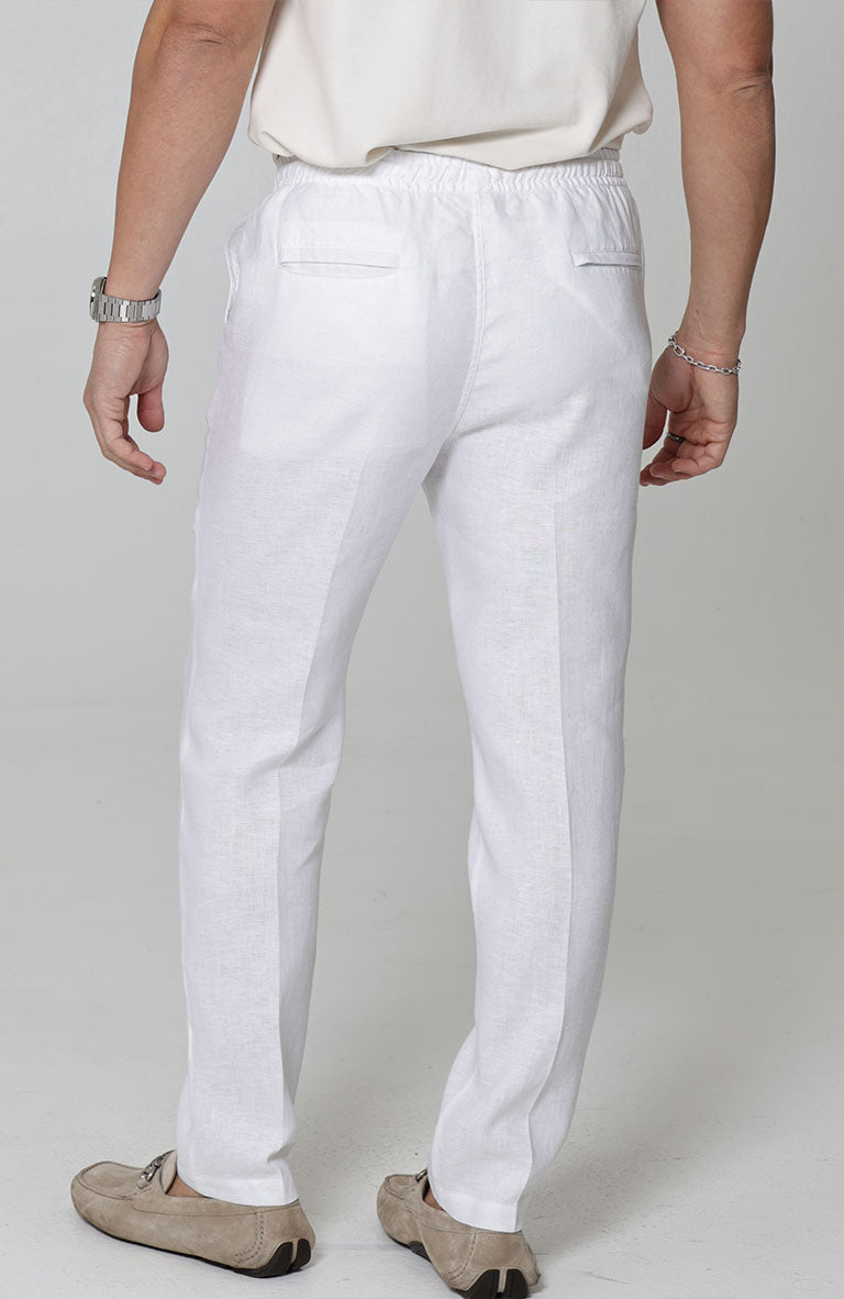 Velero Drawstring Men's Linen Pants in White