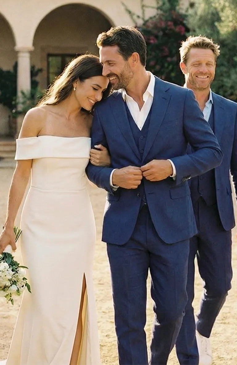 Monte Carlo Lightweight Linen Suit Soft Navy white Bradford shirt